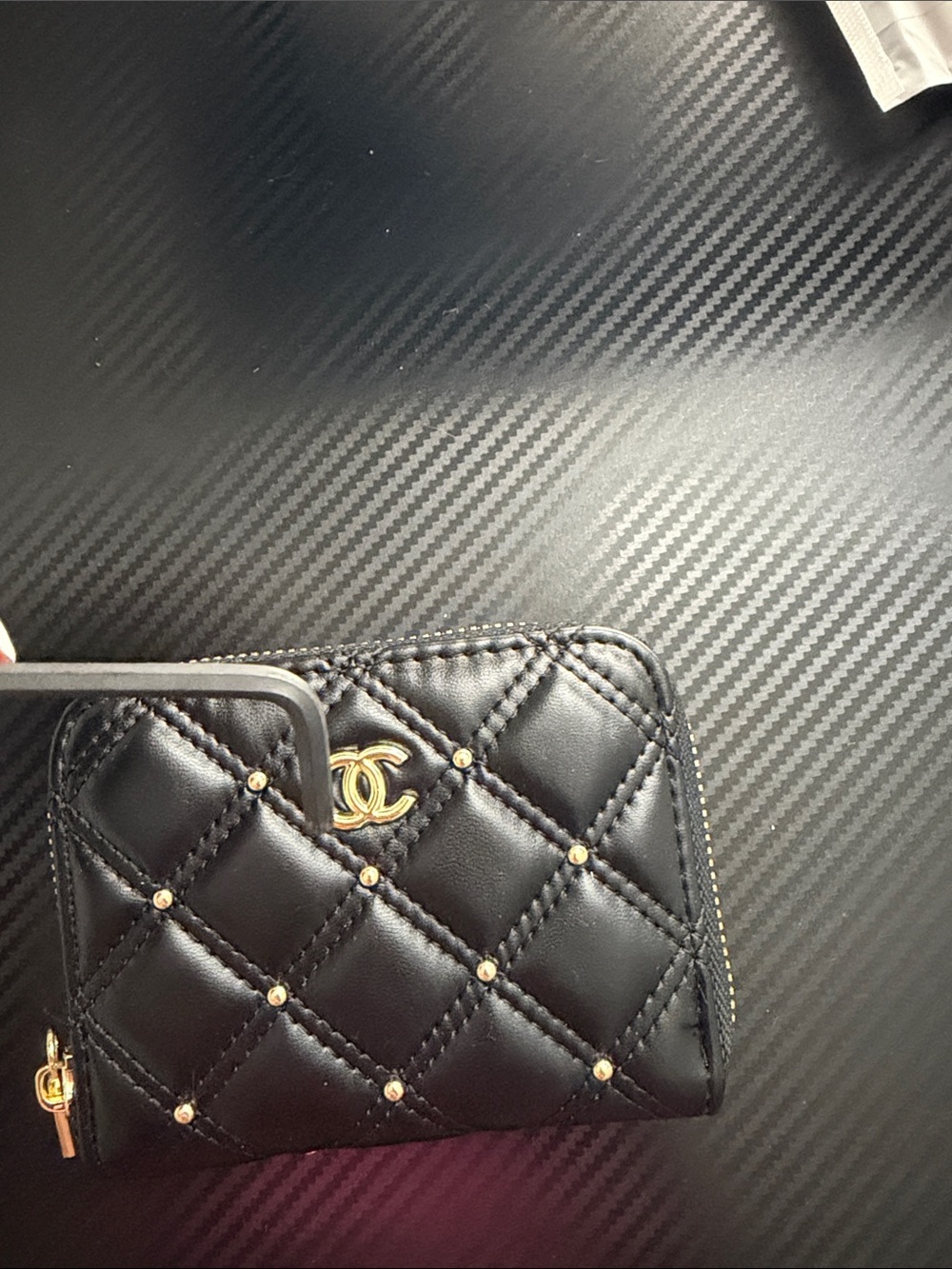 Black quilted wallet